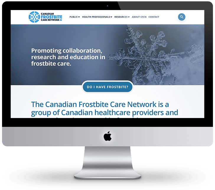 Canadian Frostbite Care Network Website Landing page